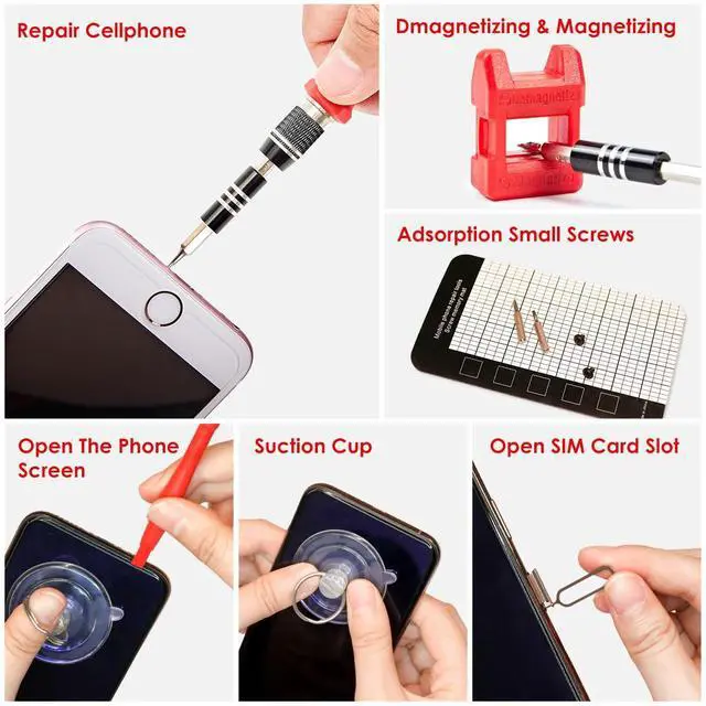 Alt view image 12 of 14 - Precision Screwdriver Set, 122 in 1 Electronics Magnetic Repair Tool Kit with Case for Repair Computer, iPhone, PC, Cellphone, Laptop, Nintendo, PS4, Game Console, Watch, Glasses etc (Red)
