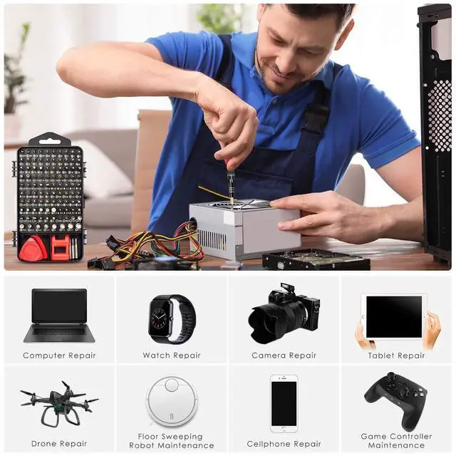 Alt view image 14 of 14 - Precision Screwdriver Set, 122 in 1 Electronics Magnetic Repair Tool Kit with Case for Repair Computer, iPhone, PC, Cellphone, Laptop, Nintendo, PS4, Game Console, Watch, Glasses etc (Red)