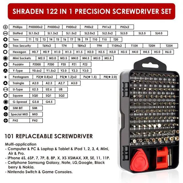 Alt view image 9 of 14 - Precision Screwdriver Set, 122 in 1 Electronics Magnetic Repair Tool Kit with Case for Repair Computer, iPhone, PC, Cellphone, Laptop, Nintendo, PS4, Game Console, Watch, Glasses etc (Red)