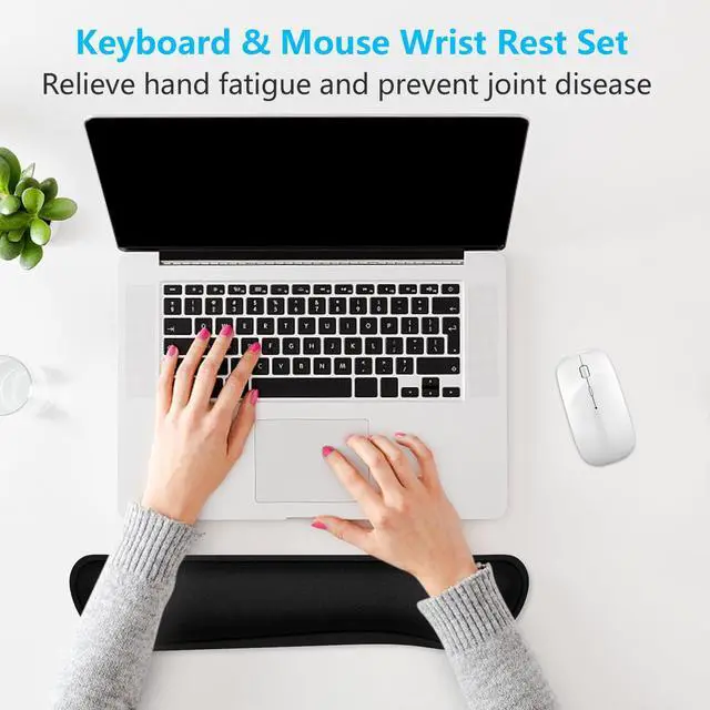 Alt view image 14 of 14 - Enlarge Keyboard Wrist Rest, Cute Memory Foam Keyboard Wrist Cushion for Computer Desk Mats Support, Typing Pain Relief Ergonomic Mouse Pad Rests with Non-Slip Base for Gaming, Laptop, Black
