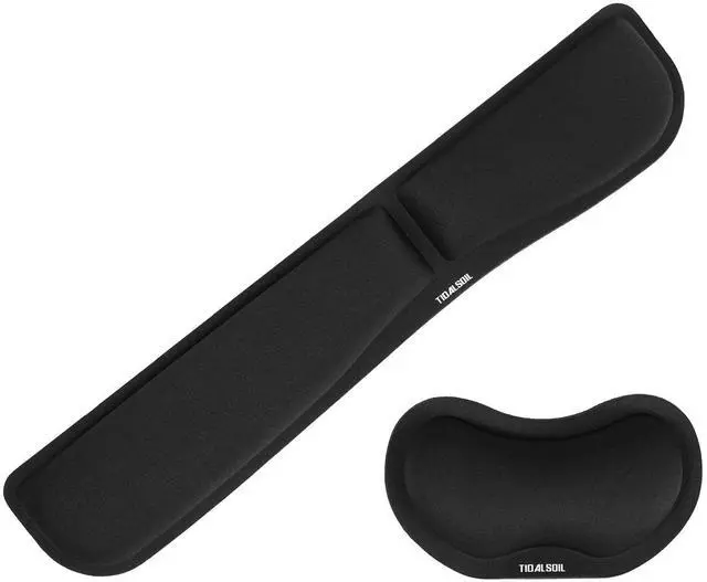 Alt view image 8 of 14 - Wrist Rest for Computer Keyboard and Mouse - Ergonomic Memory Foam Mousepad Rests with Non-Slip Base for Office, Gaming, Computer - Pain Relief & Carpal Tunnel Support, Black, 2-Piece Desk Accessories