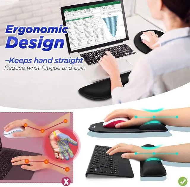 Alt view image 8 of 12 - Upgrade Enlarge Superfine Fibre Soft Smooth Gel Ergonomic Mouse Pad Wrist Support and Keyboard Wrist Rest for Computer, Laptop, Mac, Gaming and Office, Durable, Comfortable and Pain Relief