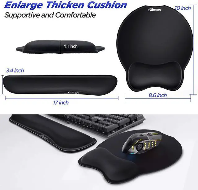 Alt view image 12 of 12 - Upgrade Enlarge Superfine Fibre Soft Smooth Gel Ergonomic Mouse Pad Wrist Support and Keyboard Wrist Rest for Computer, Laptop, Mac, Gaming and Office, Durable, Comfortable and Pain Relief