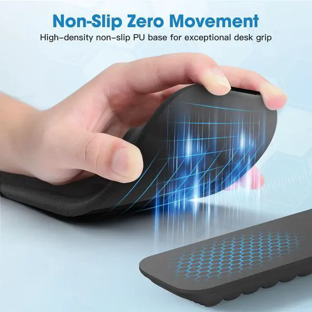 Alt view image 11 of 14 - Ergonomic Wrist Rest for Keyboard and Mouse, Soft Memory Foam Keyboard Wrist Rest Set with Non-Slip Silicone Base, Easy Typing, Pain Relief, Comfort for Office, Work, Gaming (Classic Black)