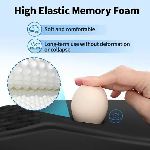 Alt view image 10 of 14 - Ergonomic Mouse Pad with Wrist Support - Gel Memory Foam Mouse Mat for Computer Keyboard & Laptop - Non-Slip Base, Pain Relief for Home Office & Gaming - Black