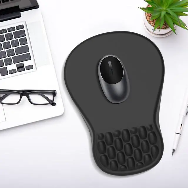 Alt view image 14 of 14 - Ergonomic Mouse Pad with Wrist Support - Gel Memory Foam Mouse Mat for Computer Keyboard & Laptop - Non-Slip Base, Pain Relief for Home Office & Gaming - Black
