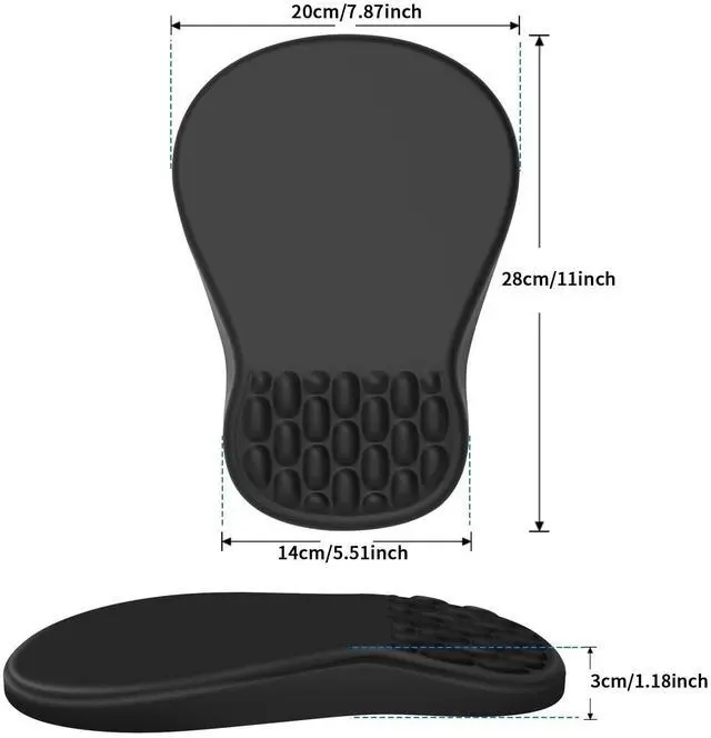 Alt view image 13 of 14 - Ergonomic Mouse Pad with Wrist Support - Gel Memory Foam Mouse Mat for Computer Keyboard & Laptop - Non-Slip Base, Pain Relief for Home Office & Gaming - Black