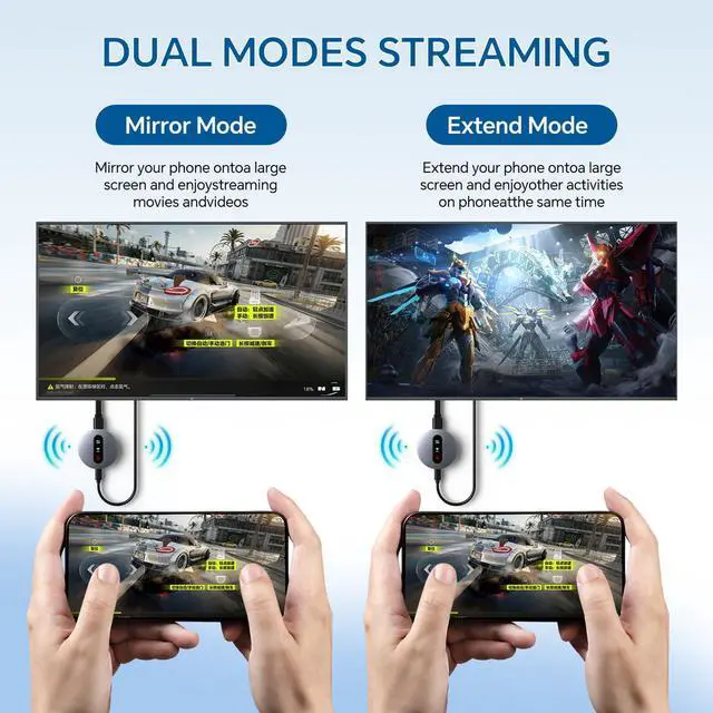 Alt view image 12 of 14 - Wireless HDMI Display Dongle Adapter - Miracast Dongle with AirPlay DLNA, for Video/Audio Streaming from Phone, Laptop to HDTV, Monitor, Projector