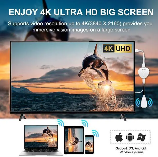 Alt view image 10 of 14 - Wireless HDMI Display Adapter 4K, WiFi Dongle for Casting Video/Audio/Files from i-Phone, i-Pad, Android, Laptop, Tablet to HDTV, Monitor, Projector Support AirPlay, Miracast, DLNA