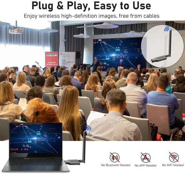 Alt view image 4 of 7 - Wireless HDMI Transmitter and Receiver 164ft/50m, 4K Decode 1080P Output, 2.4/5.8G Plug & Play Wireless HDMI Extender for Streaming Video and Audio to Monitor, for Laptop/TV Box/PC
