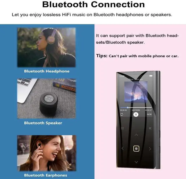 Alt view image 10 of 12 - 160GB MP3 Player for Kids with Bluetooth Portable Music Player 2.4" Large Screen Built-in Speaker Support Video FM Radio Voice Recorder E-Book Earphones Included