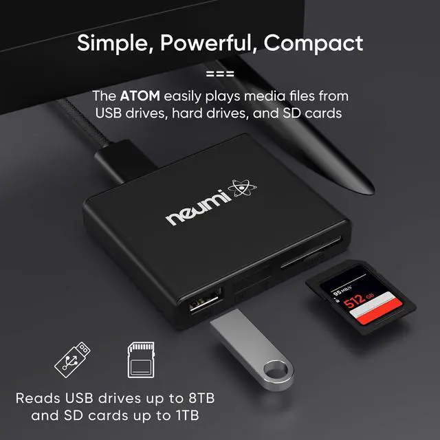 Alt view image 9 of 14 - Atom 1080P Full-HD Digital Media Player for USB Drives and SD Cards, HEVC/H.265, HDMI and Analog AV, Automatic Playback, Looping, Trigger Capability