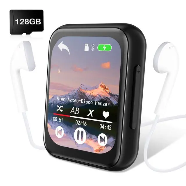 Alt view image 8 of 14 - 128GB MP3 Player with Bluetooth 5.3, Portable Digital Lossless Music Player with Built-in Speaker, 2.0 in Full Touch Screen, HiFi Sound, FM Radio, Voice Recorder, Earphones Included