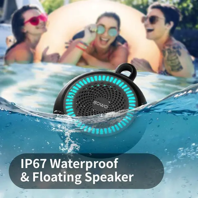 Alt view image 12 of 14 - Shower Speaker Bluetooth Waterproof | Small Portable Wireless Bluetooth Speaker with Clip | Powerful Bass and Louder Volume | Colorful Lights and Lightweight | for Bathroom,Travel,Beach | Black