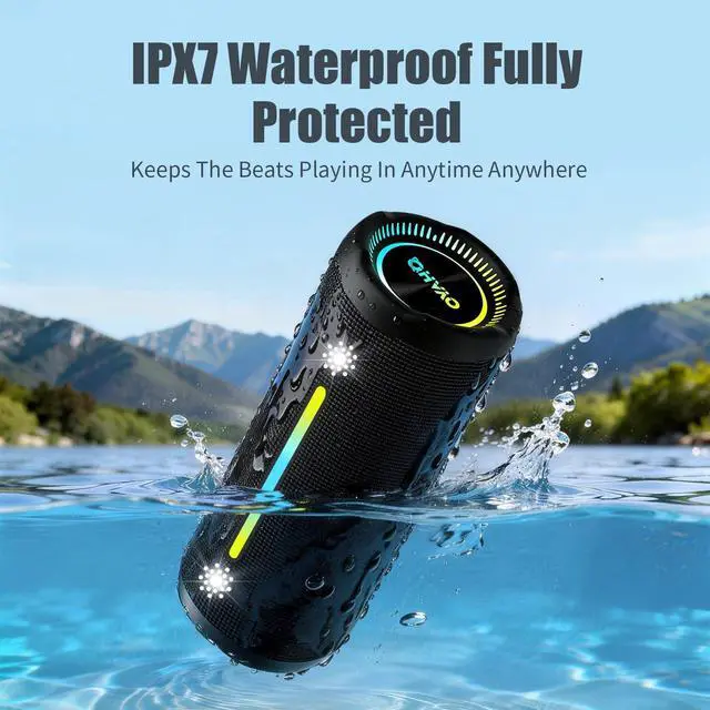 Alt view image 9 of 14 - Bluetooth Speaker Wireless Loud Stereo Sound IPX7 Waterproof Outdoor Portable 25W Super Bass Speakers for Home Party Beach with 24H Playtime Colorful Lights BT 5.3 TWS Pairing Birthday Gift Black
