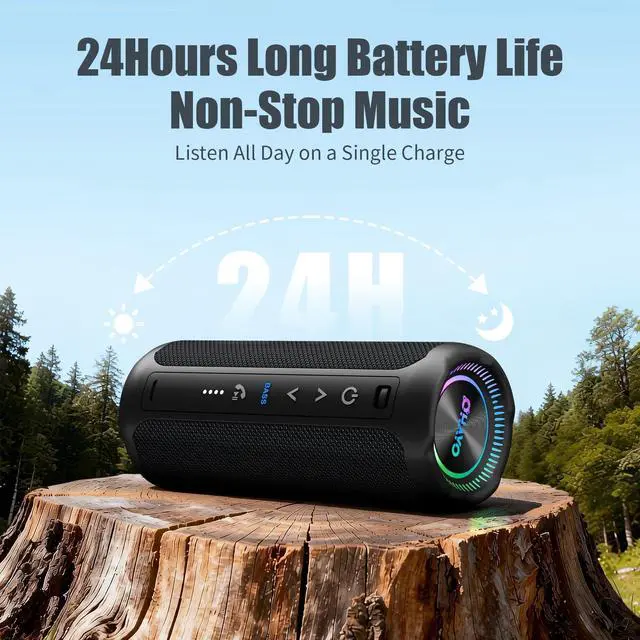 Alt view image 11 of 14 - Bluetooth Speaker Wireless Loud Stereo Sound IPX7 Waterproof Outdoor Portable 25W Super Bass Speakers for Home Party Beach with 24H Playtime Colorful Lights BT 5.3 TWS Pairing Birthday Gift Black