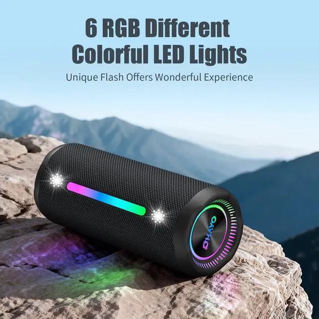 Alt view image 13 of 14 - Bluetooth Speaker Wireless Loud Stereo Sound IPX7 Waterproof Outdoor Portable 25W Super Bass Speakers for Home Party Beach with 24H Playtime Colorful Lights BT 5.3 TWS Pairing Birthday Gift Black