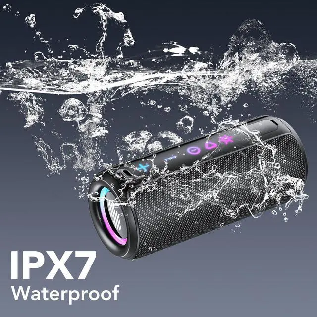 Alt view image 13 of 14 - Portable Bluetooth Speaker, Powerful Sound Wireless Speaker: Boost Bass, Bluetooth 5.4, 24H Playtime, 8 RGB Modes, IPX7 Waterproof, TWS Pairing, for Outdoor/Home/Party, Gift IdeasBlack