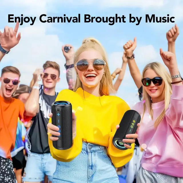 Alt view image 14 of 14 - Portable Bluetooth Speaker, Powerful Sound Wireless Speaker: Boost Bass, Bluetooth 5.4, 24H Playtime, 8 RGB Modes, IPX7 Waterproof, TWS Pairing, for Outdoor/Home/Party, Gift IdeasBlack