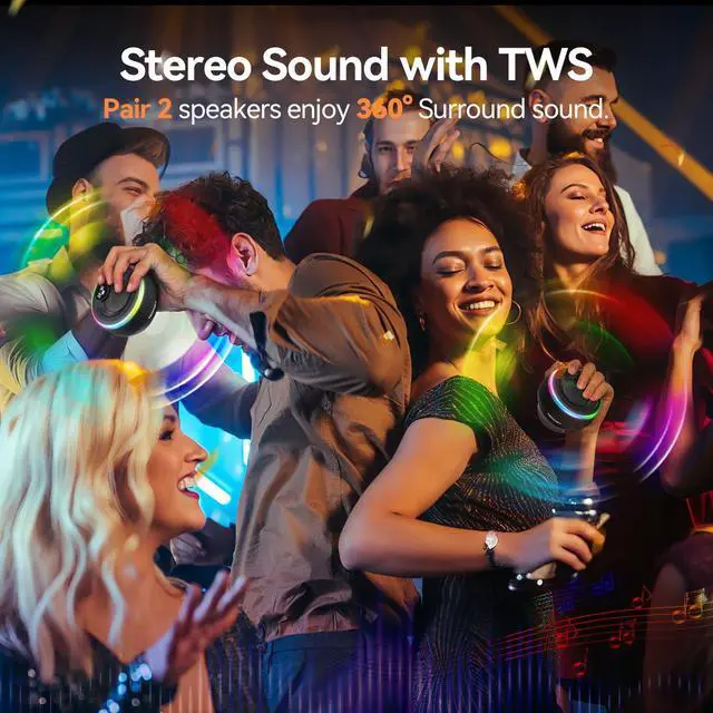 Alt view image 13 of 14 - Bluetooth Shower Speaker, IPX7 Waterproof Portable Wireless Speaker with RGB Light, BT 5.3, 10H Playtime, Built-in Mic, Suction Cup & TWS HD Stereo for Bath Beach Travel - Gift Ideas (Black)