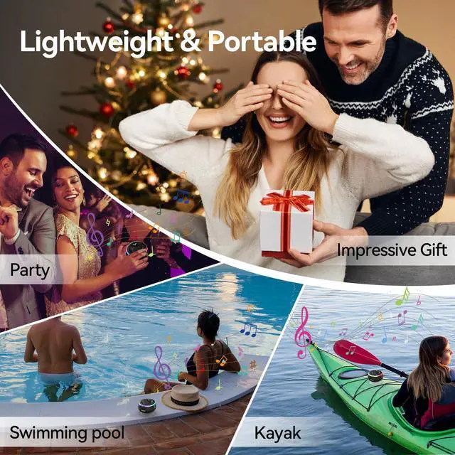Alt view image 14 of 14 - Bluetooth Shower Speaker, IPX7 Waterproof Portable Wireless Speaker with RGB Light, BT 5.3, 10H Playtime, Built-in Mic, Suction Cup & TWS HD Stereo for Bath Beach Travel - Gift Ideas (Black)