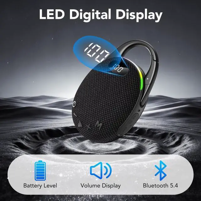 Alt view image 11 of 14 - Portable Mini Bluetooth Speaker with HD Sound, LED Power Display, Big Pro Sound with Punchy Bass,Integrated Carabiner, 25H Playtime, Colorful RGB Lights, TWS pairing,Outdoor/Party/Travel, Gift Ideas