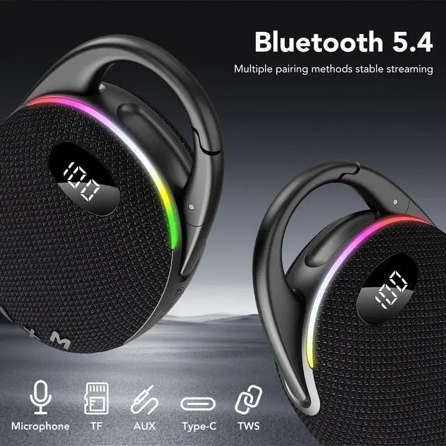 Alt view image 12 of 14 - Portable Mini Bluetooth Speaker with HD Sound, LED Power Display, Big Pro Sound with Punchy Bass,Integrated Carabiner, 25H Playtime, Colorful RGB Lights, TWS pairing,Outdoor/Party/Travel, Gift Ideas