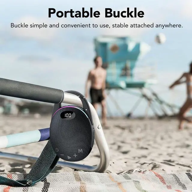 Alt view image 14 of 14 - Portable Mini Bluetooth Speaker with HD Sound, LED Power Display, Big Pro Sound with Punchy Bass,Integrated Carabiner, 25H Playtime, Colorful RGB Lights, TWS pairing,Outdoor/Party/Travel, Gift Ideas