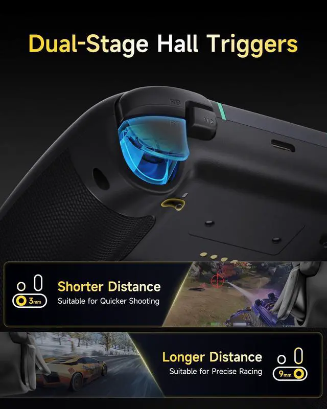 Alt view image 10 of 14 - X05Pro Wireless PC Controller Quiet-Press Buttons, 2-Stage Impulse Triggers, 2 Programmable Buttons, Hall Joysticks, 1000mAh Battery, 1000Hz Polling Gaming Controller for PC/Switch/Android/iOS