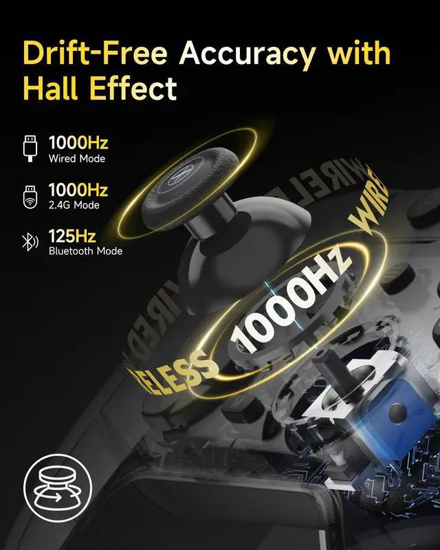 Alt view image 12 of 14 - X05Pro Wireless PC Controller Quiet-Press Buttons, 2-Stage Impulse Triggers, 2 Programmable Buttons, Hall Joysticks, 1000mAh Battery, 1000Hz Polling Gaming Controller for PC/Switch/Android/iOS