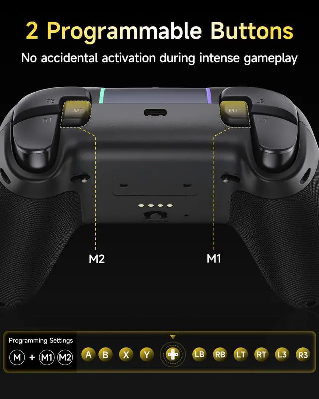 Alt view image 14 of 14 - X05Pro Wireless PC Controller Quiet-Press Buttons, 2-Stage Impulse Triggers, 2 Programmable Buttons, Hall Joysticks, 1000mAh Battery, 1000Hz Polling Gaming Controller for PC/Switch/Android/iOS