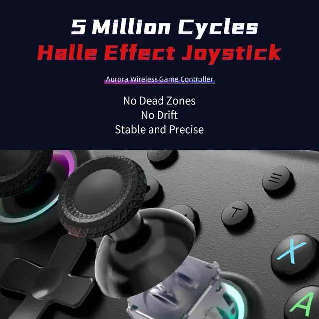 Alt view image 9 of 14 - II 2.4G Wireless Bluetooth Controller for PC/Android/Switch/iOS/Switch 2/Steam Deck with Rotary Motors, RGB Hall Effect Joysticks - Upgraded PC Gaming Controller and Back Buttons Lock