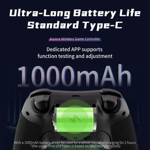 Alt view image 14 of 14 - II 2.4G Wireless Bluetooth Controller for PC/Android/Switch/iOS/Switch 2/Steam Deck with Rotary Motors, RGB Hall Effect Joysticks - Upgraded PC Gaming Controller and Back Buttons Lock