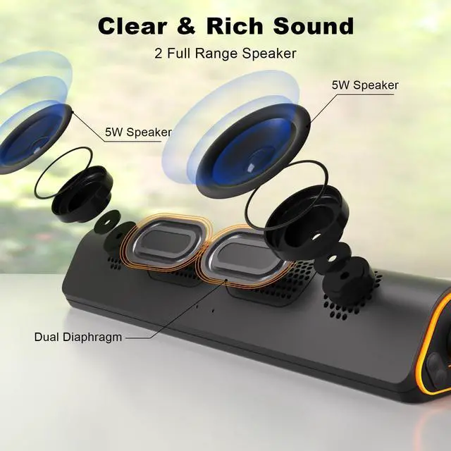 Alt view image 9 of 14 - R50 Bluetooth Computer Speakers, 3.5mm PC Sound Bar for Desktop Monitor, Wired USB Powered & Colorful LED Lights with Switch Button, Surround Sound Soundbar PC Spearkers for Computer