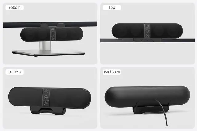 Alt view image 14 of 14 - Computer Speakers for Desktop PC Monitor, USB Plug-in, Wired, Computer Soundbar for PC, Laptop Speakers with Adaptive-Channel-Switching, Loud Sound, Deep Bass, USB C Adapter, Easy to Clip on Monitor