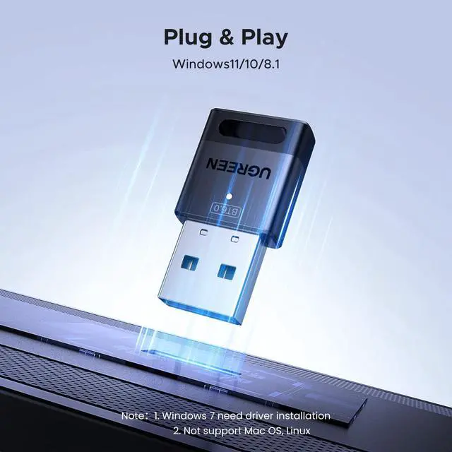 Alt view image 10 of 14 - USB Bluetooth Adapter for PC, Bluetooth 6.0 Dongle Receiver EDR & BLE, Plug & Play for Windows 11/10/8.1, for Headphone/Keyboard/Mouse/Speakers/Printer