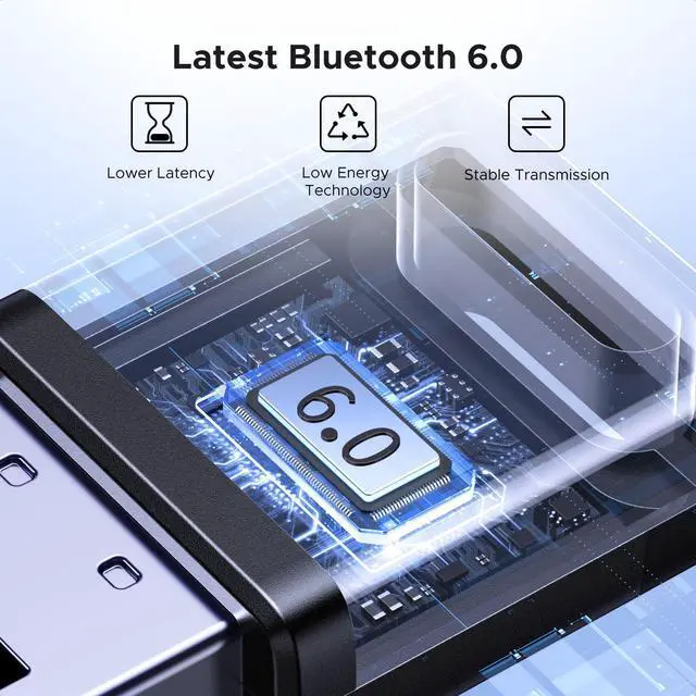 Alt view image 9 of 14 - USB Bluetooth Adapter for PC, Bluetooth 6.0 Dongle Receiver EDR & BLE, Plug & Play for Windows 11/10/8.1, for Headphone/Keyboard/Mouse/Speakers/Printer