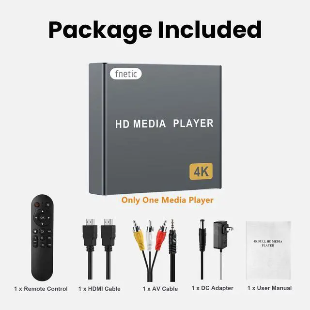 Alt view image 14 of 14 - 4K Digital Media Player, TV MP4 Video Player with HDMI/AV Output, Digital Signage Mini HD Media Players for USB Drives/SD Cards, H.265/HEVC, Looping, Auto Playback, Grey