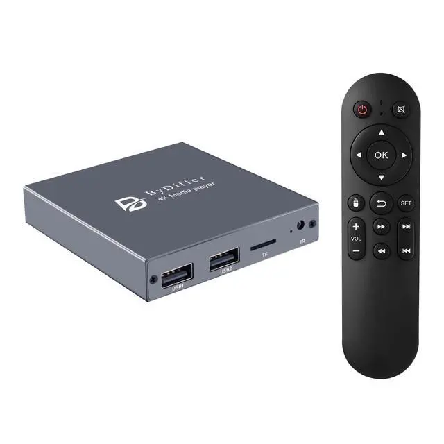 Alt view image 8 of 14 - 4K Digital Media Player, TV MP4 Video Player for USB Drive/TF Card, 4K@60Hz Digital Signage HD Media Players with HDMI/AV/Optical, H.265/HEVC, Looping Auto Playback, Grey