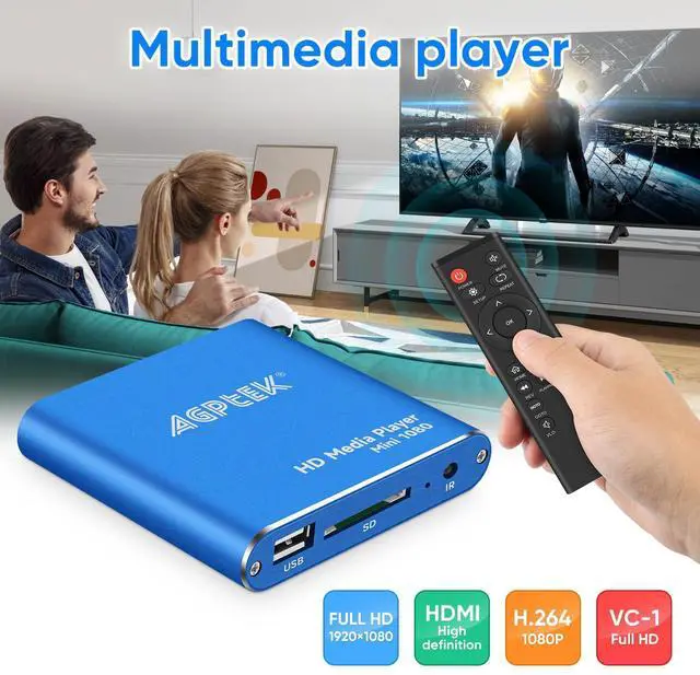 Alt view image 9 of 14 - HDMI Media Player, Blue Mini 1080p Full-HD Ultra HDMI MP4 Player for -MKV/RM/ MP4 / AVI etc- HDD USB Flash Drive/HDD and SD Card