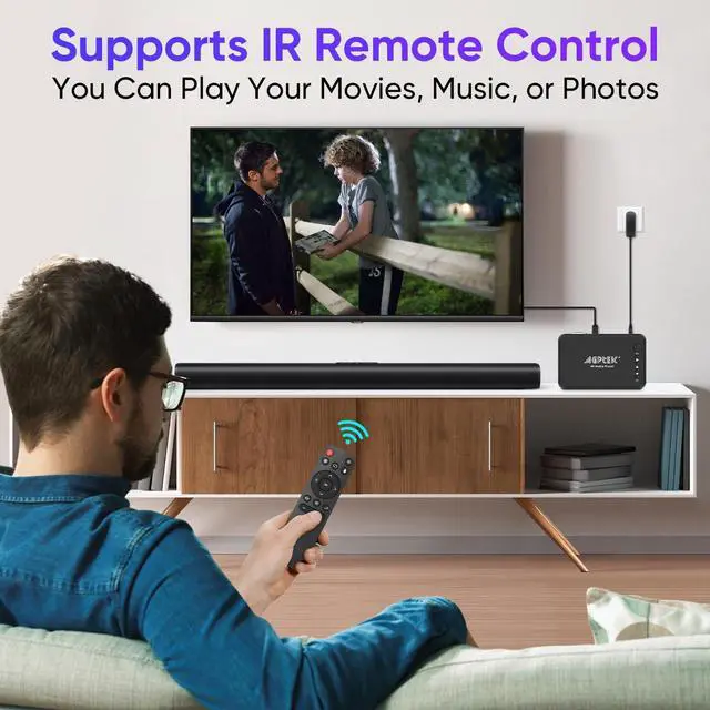 Alt view image 14 of 14 - Updated 4K@30hz HDMI TV Media Player with HDMI/AV/VGA Output, Digital MP4 Player for 14TB HDD/ 256G USB Drive/SD Card/H.265 MP4, with Remote Control for MP3 AVI RMVB MPEG etc
