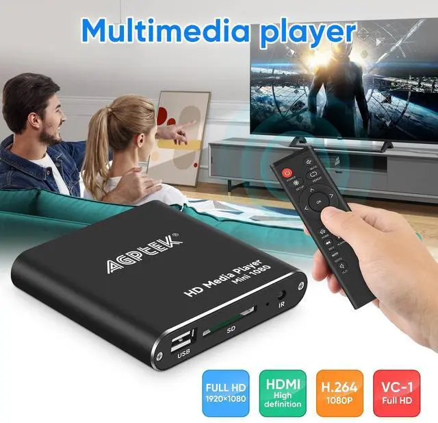 Alt view image 9 of 14 - HDMI Media Player, Black Mini 1080p Full-HD Ultra HDMI Digital Media Player for -MKV/RM- HDD USB Drives and SD Cards