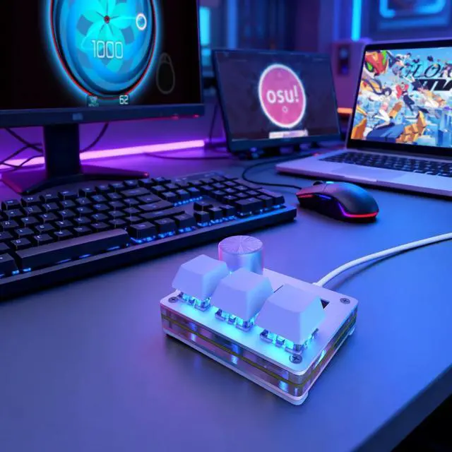 Alt view image 7 of 7 - Rapid Trigger Hall Effect Keyboard Suitable for OSU and Geometry Dash Rhythm Game Macro Keypad with Magnetic Linear Switches (White, Gateron Jade Pro Green Switch)