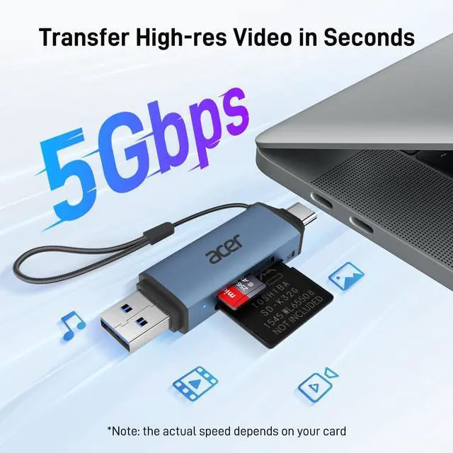 Alt view image 2 of 7 - SD Card Reader USB C, Dual Slots USB 3.0 Type C to Micro SD Card Adapter, Memory Card Reader for MicroSD, SDHC, SDXC, Compatible with Laptop, PC, iPhone16/15, MacBook, iPad Pro, Android-Midnight