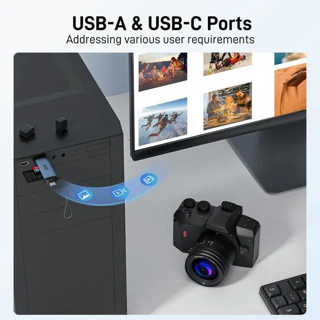 Alt view image 5 of 7 - SD Card Reader USB C, Dual Slots USB 3.0 Type C to Micro SD Card Adapter, Memory Card Reader for MicroSD, SDHC, SDXC, Compatible with Laptop, PC, iPhone16/15, MacBook, iPad Pro, Android-Midnight