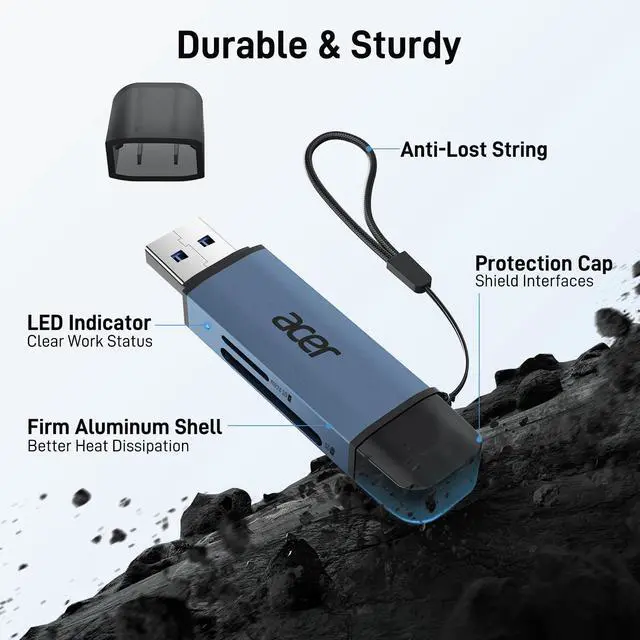 Alt view image 7 of 7 - SD Card Reader USB C, Dual Slots USB 3.0 Type C to Micro SD Card Adapter, Memory Card Reader for MicroSD, SDHC, SDXC, Compatible with Laptop, PC, iPhone16/15, MacBook, iPad Pro, Android-Midnight
