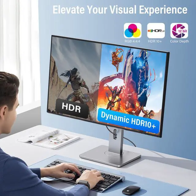 Alt view image 6 of 7 - VESA Certified 16K DisplayPort 2.1 Cable 5 Ft, 80Gbps, 16K 10K@60Hz,8K@120Hz,4K@240Hz,HDR HDCP 3D UHBR DSC1.2a eARC, Gold-Plated Display Port DP 2.0/1.4 Cord for Gaming Monitor TV NVIDIA 5090 Graphics