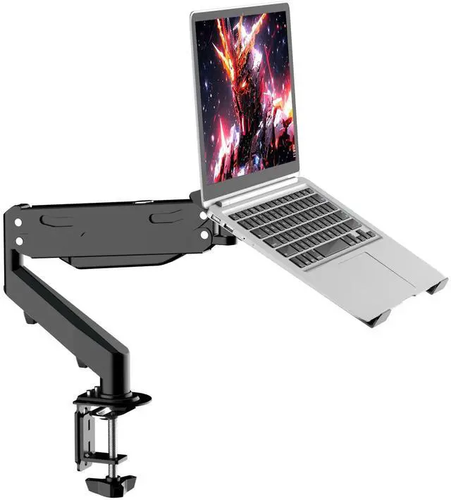 Main image of 2 in 1 Laptop Desk Mount with Gas Spring Arm | Monitor Laptop Stand for 12-17" Notebook and 13-32" Computer Screen,Full Motion with Vented Tray, Holds 22lbs