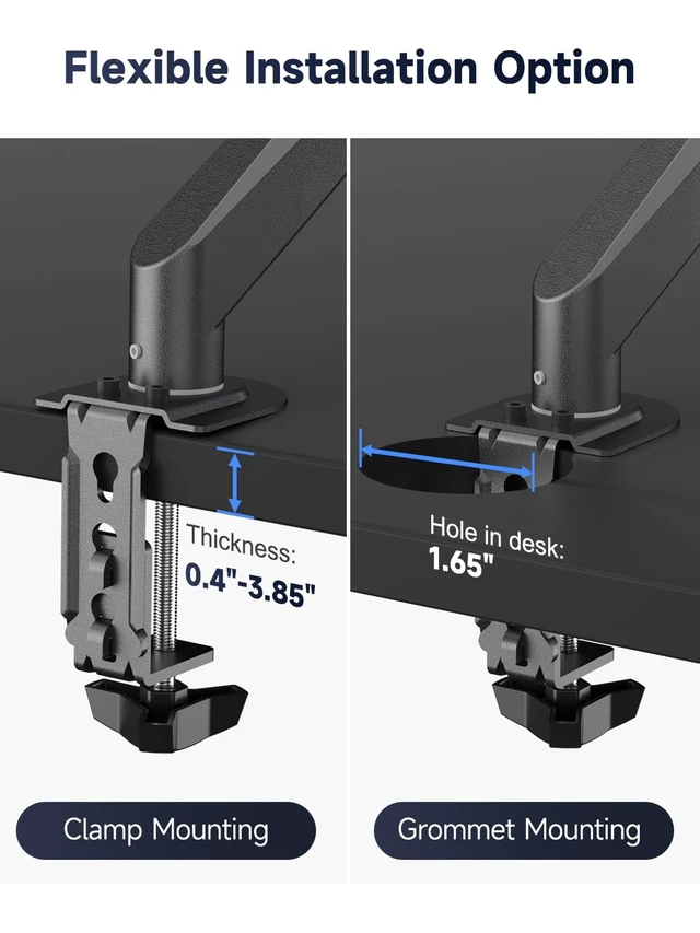 Alt view image 6 of 7 - Laptop Desk Mount,Fully Adjustable Monitor and Laptop Mount Stand for 13-18 Inch Notebook and 17-35 inch Monitor Screen,Holds 24.25lbs with Vented Tray