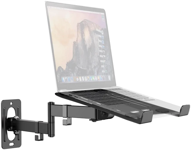 Main image of PUTORSEN 2-in-1 Laptop Wall Mount for 10-17" Notebooks & 32" Screens | Full Motion Adjustable Laptop Arm with Detachable Tray, Holds 4.4-19.8 lbs, Swivel & Tilt, Easy to Install, Black